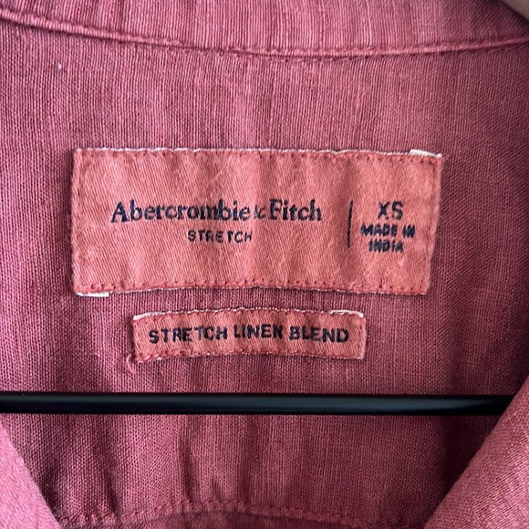 Abercrombie & Fitch Stretch Linen Blend Front Button Collar Shirt XS - Picture 2 of 7